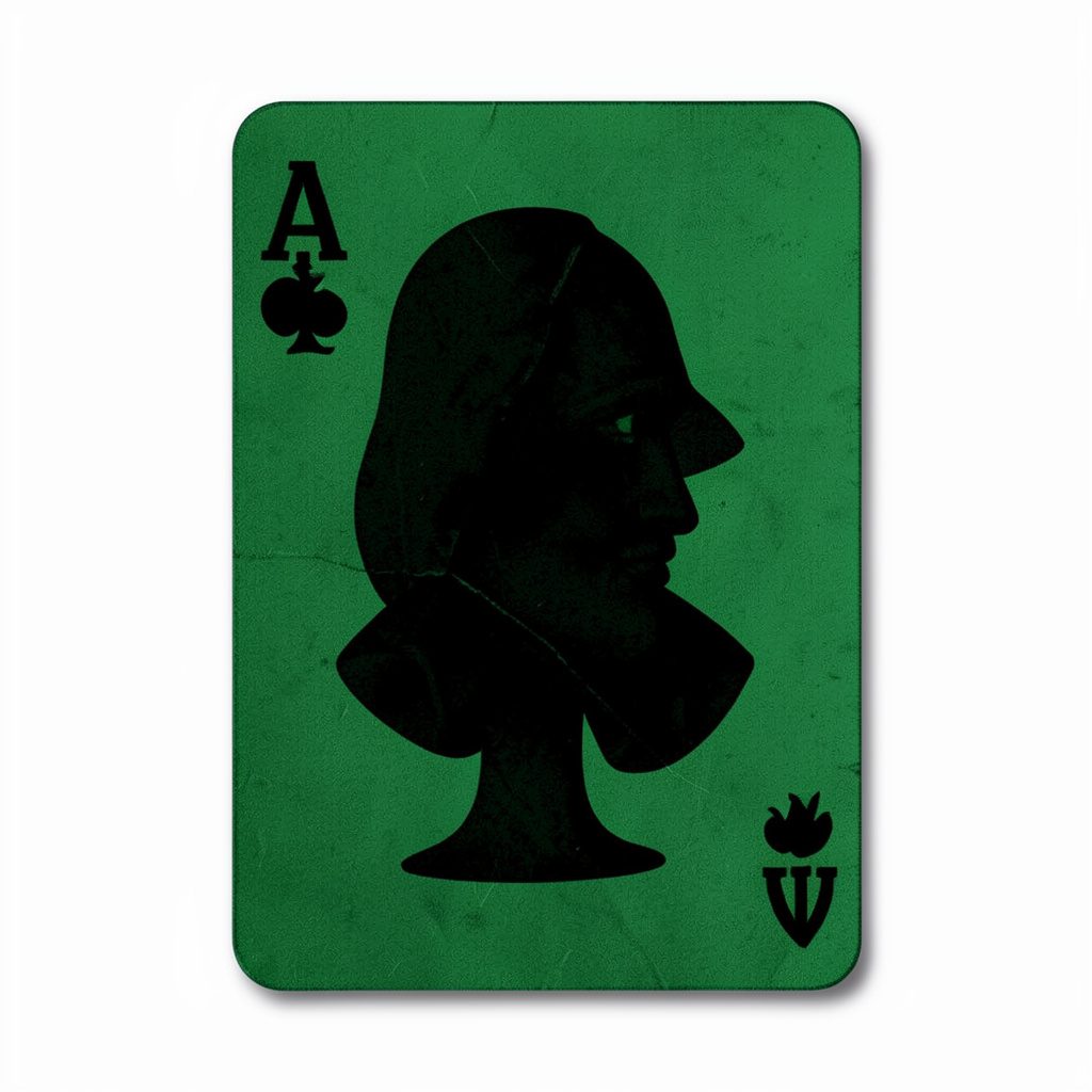 Two-tone dark green and black thumbnail of a single face-up ace card