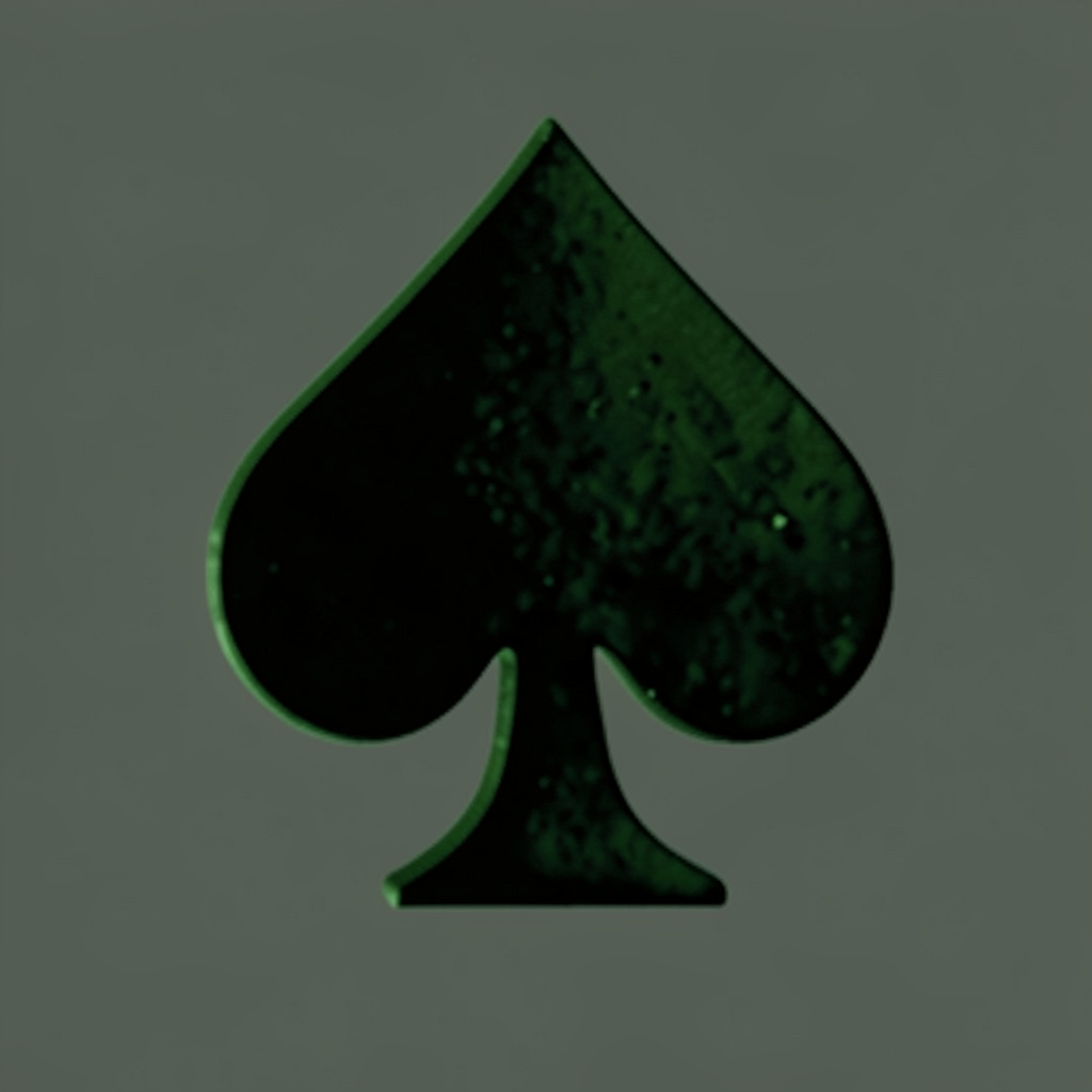 Monochrome dark green and black thumbnail depicting an ace of spades