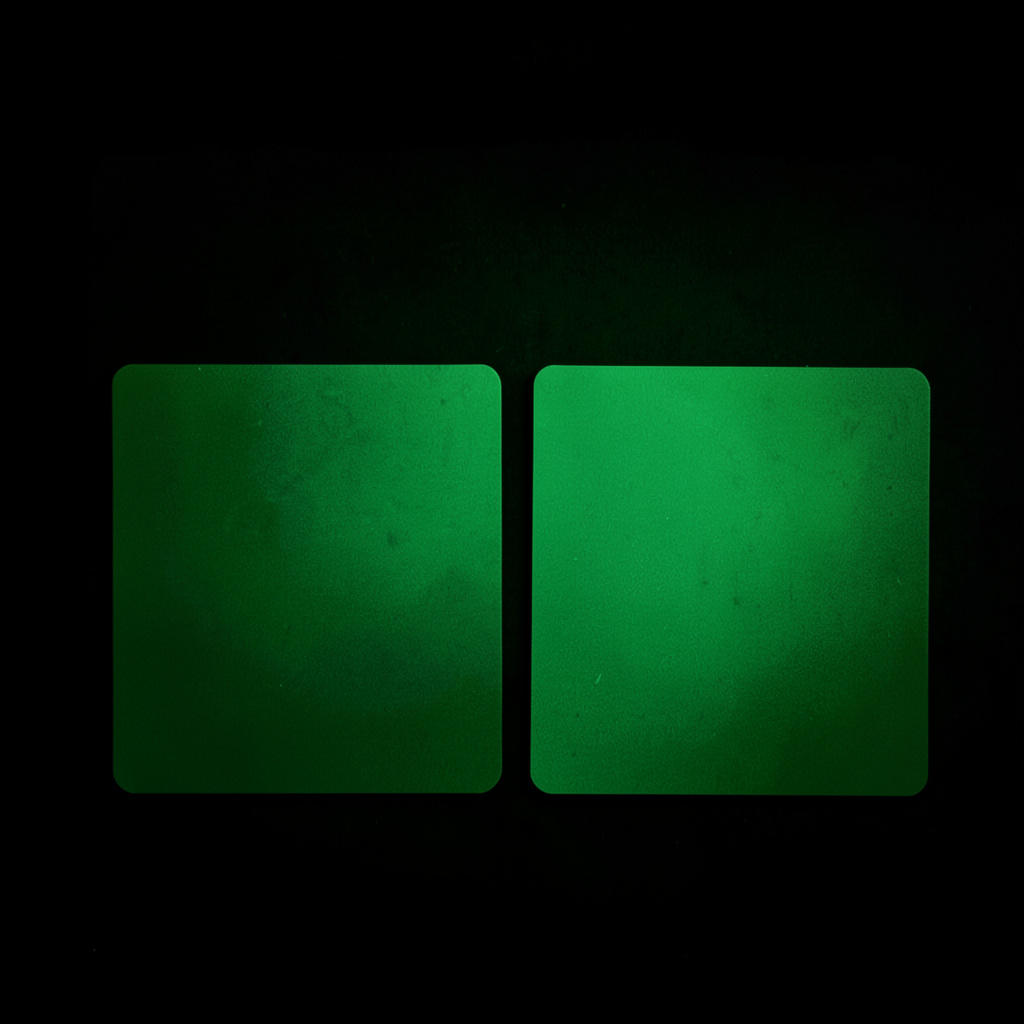 Duotone thumbnail in deep black and vivid green of a paired card combo